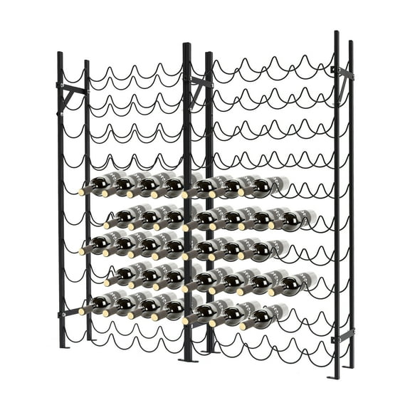 Miumaeov 10 Tier Floor Mount Wine Rack Black Metal Wine Bottle Holder Stand Storage Display Rack