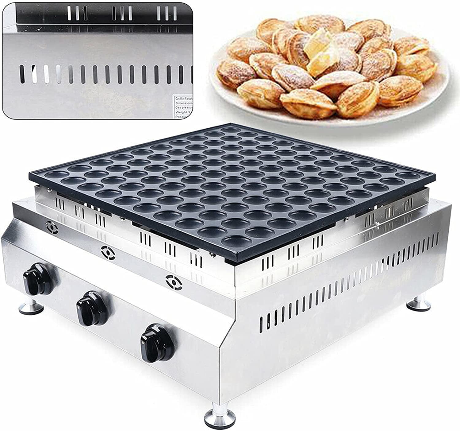 Miumaeov 100 PCS Mini Dutch Pancake Waffle Maker Pancake Stainless Steel Gas Waffle Maker Non-stick Quick Baking Mold Tray