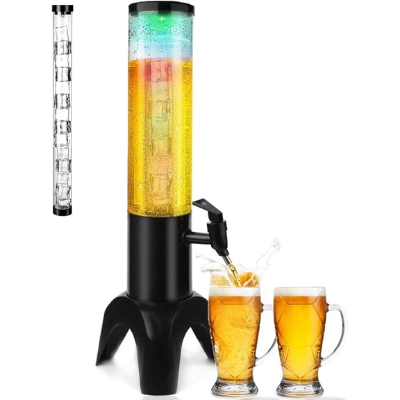 Miumaeov 100 oz Beer Tower Dispenser 3L, Beverage Tower Dispenser with Ice Tube, Tabletop Drink Tower for Margarita, Liquor, Parties Bars