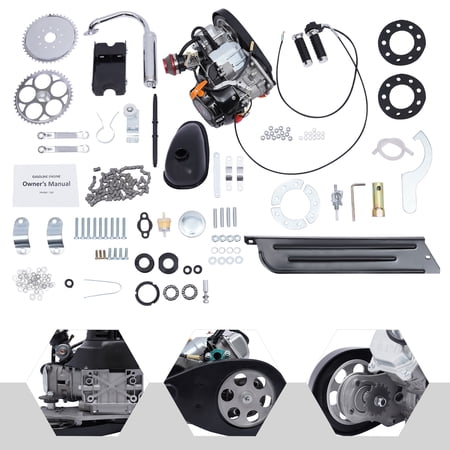Miumaeov 100CC Motorized Bicycle Kit, Single Cylinder 4-Stroke Gas Petrol Motorized Bike Engine Scooter with Triangular Frame Space