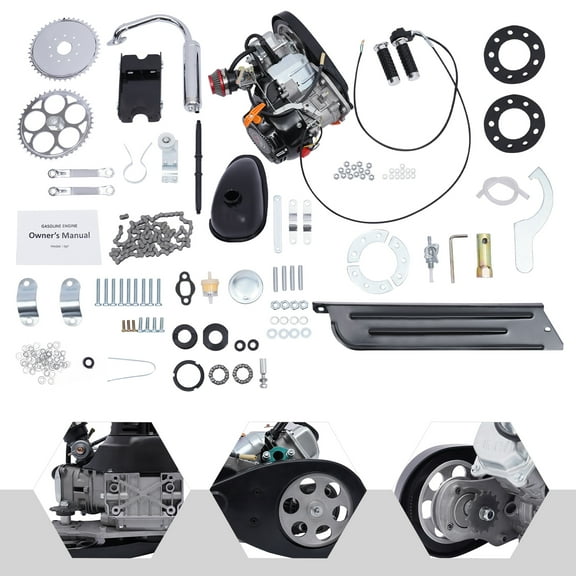 Miumaeov 100CC Motorized Bicycle Kit, Single Cylinder 4-Stroke Gas Petrol Motorized Bike Engine Scooter with Triangular Frame Space
