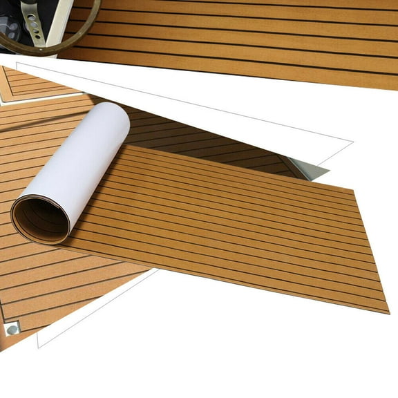 Miumaeov 106''x35'' EVA Foam Teak Decking Sheet Marine Boat Yacht Flooring Cushion Mat Self-adhesive Pad