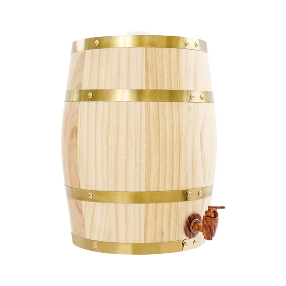 Miumaeov 10L/ 2.6Gal Wine Barrel Bourbon Whiskey Dispenser Vertical Wood Wine Storage Barrel with Faucet