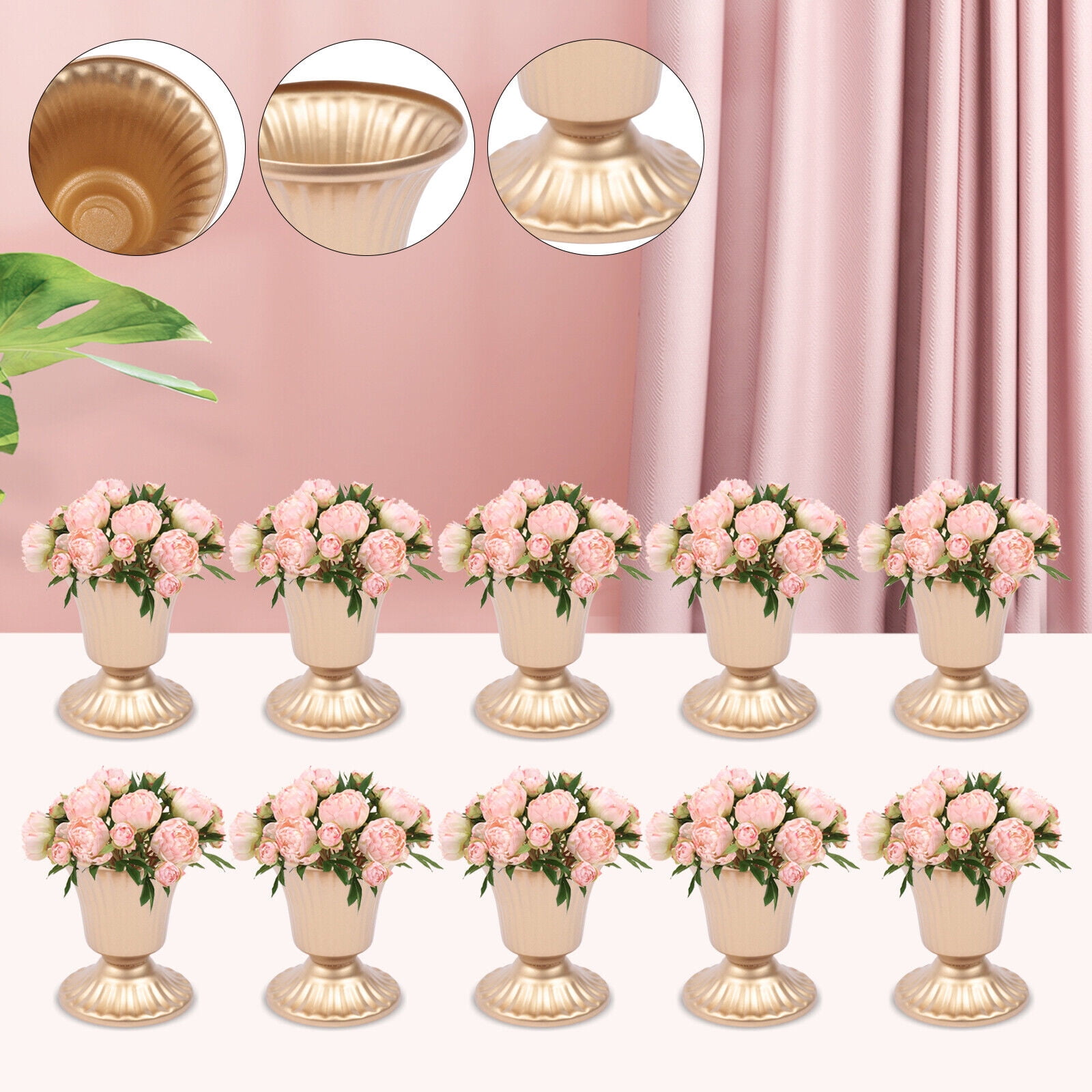 NEW Metal Urn Planter Trophy Cup Flower Vase Bow Vintage Style Flower Pot Wedding Centerpieces Vase For Wedding Party Decoration - View #11