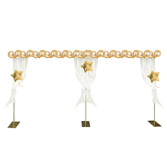 Miumaeov 10ft x 20ft Heavy Duty Backdrop Stand with Metal Base Gold Height Adjustable Pipe and Drape Backdrop Stand Kit Square Metal Arch Frame for Photography Wedding Birthday Party Decorations