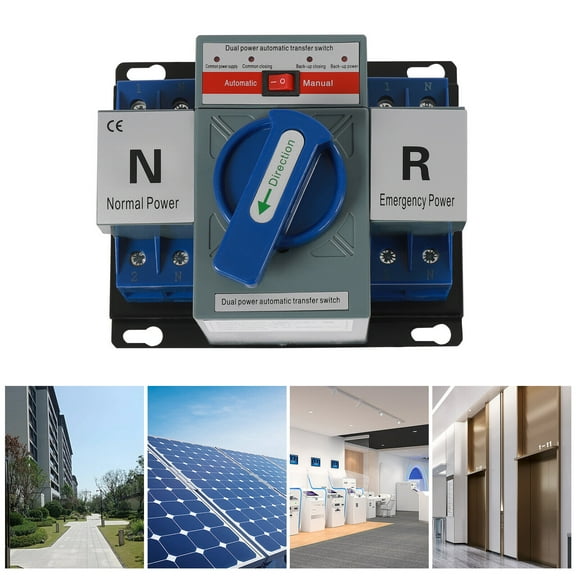 Miumaeov 110V 2P 63A Mini Dual Power Automatic Transfer Switches with Protection Functions Toggle Controller Change-Over Switch Self Cast Conversion
