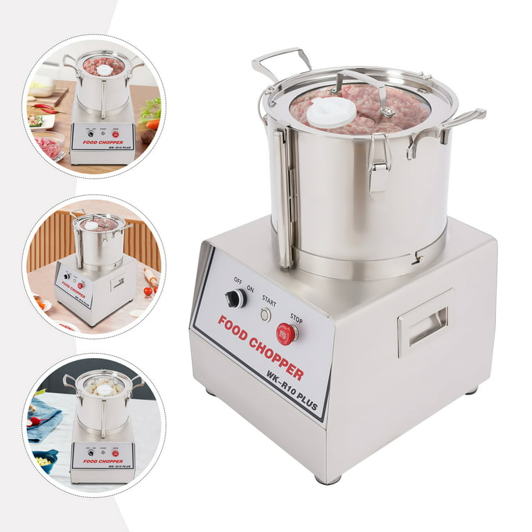 Food Chopper, 10L/10.5Qt 110V 1100W 1400rpm Stainless Steel Food Processor Commercial Electric Food Cutter w/S-shaped Blade and Power Cord for