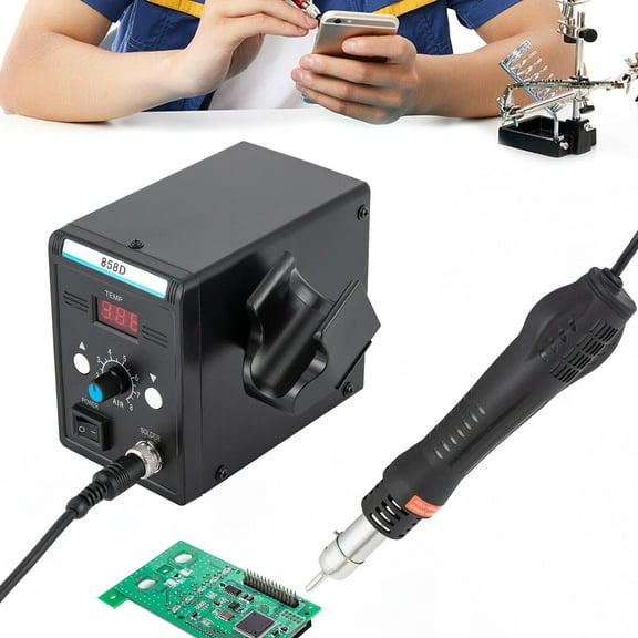 Miumaeov 110V Hot Air Rework Station SMD Soldering with Temperature LED Screen Display 700W Hot Air Soldering Iron Station Set for Electronics Repairing Desoldering Welding Black