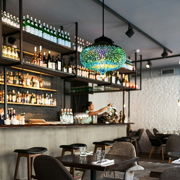 Miumaeov 110V LED Pendant Light 3D Colorful Firework Glass Hanging Ceiling Lamp Chandelier Decor