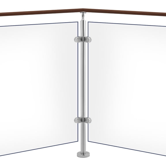 Miumaeov 110cm Height Corner Post 316 Stainless Steel Corner Column Post Rail Mounted Corner Post for Glass Railing