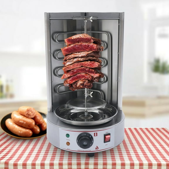 Miumaeov 110v Stainless Steel Electric Vertical Grill Machine,Electric Doner Kebab Machine Mini Gyro Machine Vertical Broiler Meat Capacity for Chicken Roast, Roast, Beef