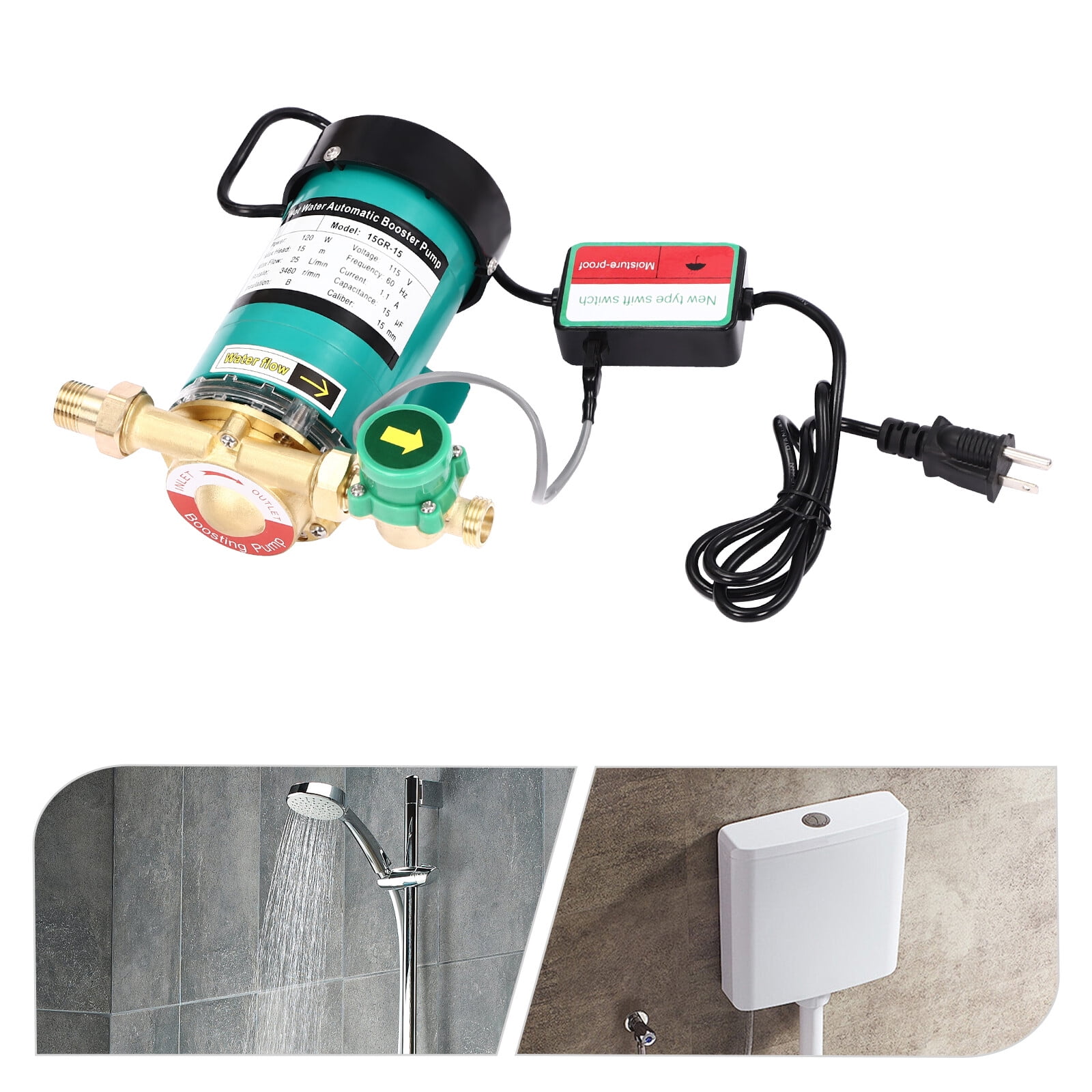 Miumaeov 115V 3/4 Inch Outlet Pressure Booster Pump Pressure Pump Automatic Water Pump 21.7PSI
