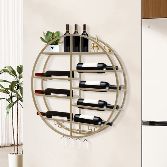 Miumaeov 11CM Round Wine Rack Wine Display Shelf Storage Holder Hotel Bar Decor Wall Mounted