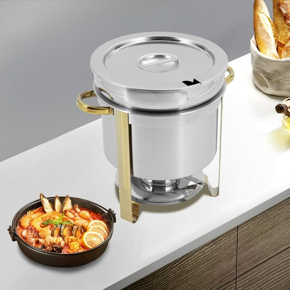 Miumaeov 11L/11.62Quart Soup Chafer Catering Chafing Dish Food Pan Buffet Warmer Stainless Steel