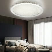 Miumaeov 12/16/19.5" Crystal Flush Mount Ceiling Light Crystal Glass + Stainless Steel LED Ceiling Lighting Round Light Fixture Chrome 18 W 110V/60Hz Ultra Slim & Super Bright