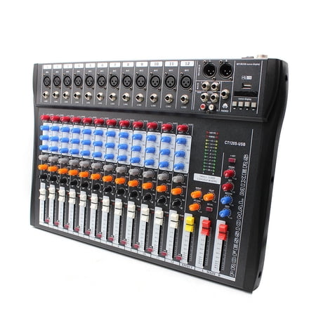 Miumaeov 12 Channels Audio Mixer Live Sound Mixing Console DJ Audio Amplifier with USB