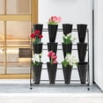 thumbnail image 1 of Miumaeov 12 Flower Buckets Iron Flower Stand Shelf, Flower Shelf Display Stand with WheelS, Flower Shop Flower Bucket Iron Art 3 Layers (Black), 1 of 10