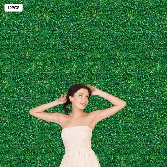 Miumaeov 12 PcsGrass Wall, Artificial Grass Wall Panels Privacy Hedge Screen Realistic Greenery Wall Backdrop for Indoor Outdoor Privacy Fence & Garden Decor Patio Yard