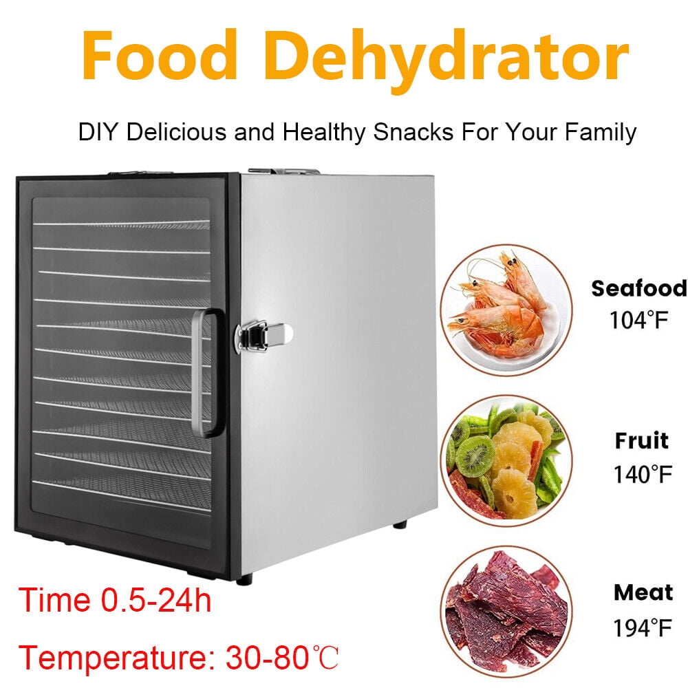 Hakka Food Dehydrator Machine, 10 Trays Stainless Steel Food Dryer Electric  Fruit Dehydrators for Jerky/Meat/Herb/Beef/Mushroom