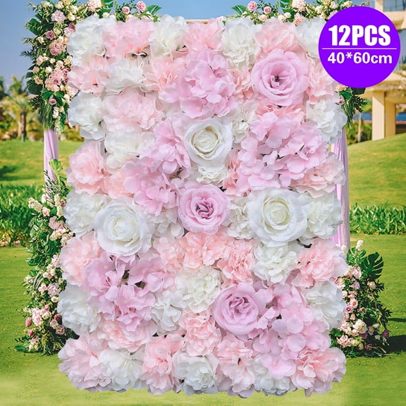 Miumaeov 12 pcs Artificial Hydrangea Flower Wall Panel Party Garden Wedding Party Decor 15.8 x 23.6 inches