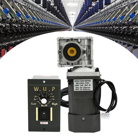 Miumaeov 120W 80K Worm Gear Reducer Gearbox Motor Electric Gearmotor with Speed Regulator