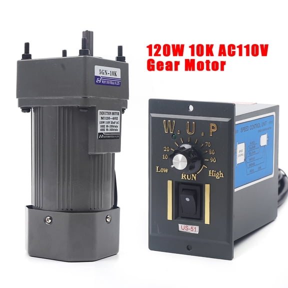 Miumaeov 120W AC Gear Motor Electric Variable Speed Controller High Torque 1:10 0-135RPM