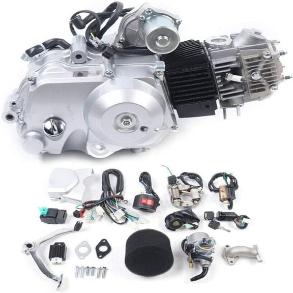 Miumaeov 125cc Engine Motor 4-Stroke Semi-Auto ATV Engine w/Electric Start, Reverse Gear, Air-Cooled Single-Cylinder for Go Kart, Dirt Bike, Quad, Buggy