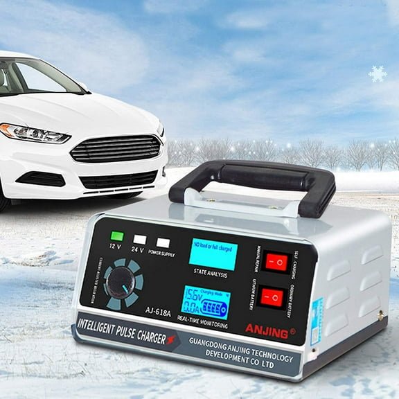 Miumaeov 12V/24V Intelligent Charger Automatic Repair with LCD Display for Universal Various Car Motorcycle Van Truck 400W