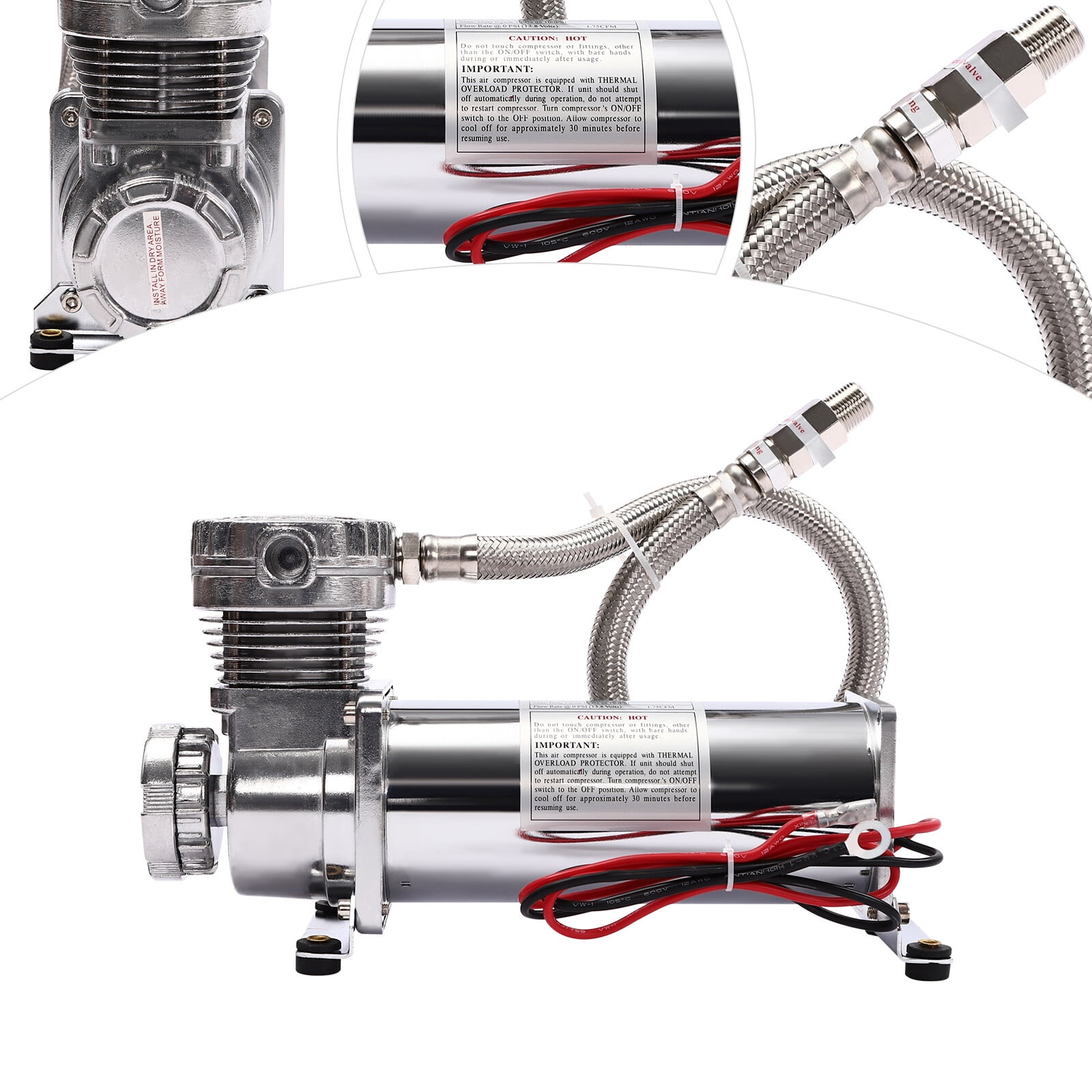 Miumaeov 12V Heavy Duty Air Compressor Kit Universal Air Ride Suspension Compressor 200PSI