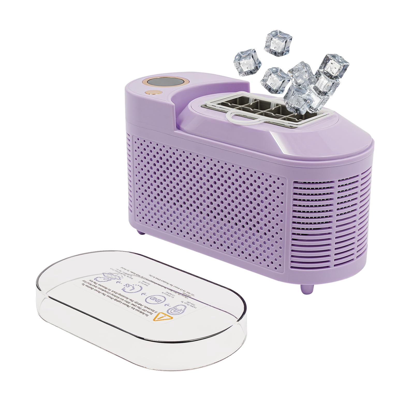 Miumaeov 12V Portable Mini Ice Maker, Dual Power Tiny Ice Maker for Countertop, Small Ice Maker Mini for RV Camping, Quiet Travel Ice Maker, Portable Mini Ice Maker Machine (Purple)