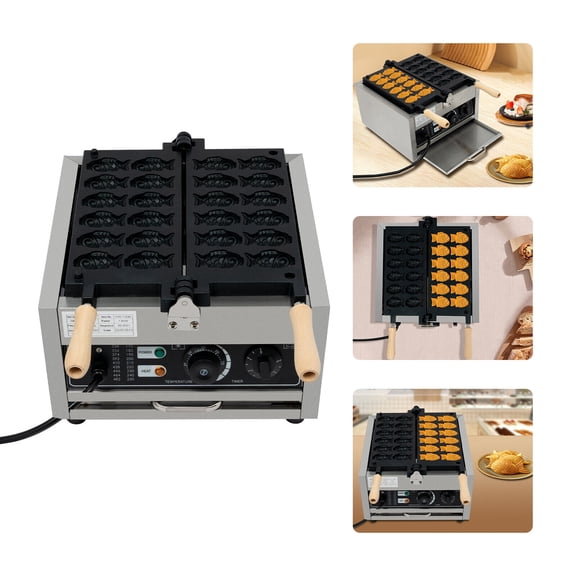 Miumaeov 12pcs Mini Fish-Shaped Waffle Making Machine Desktop Electric Waffle Maker 1800W