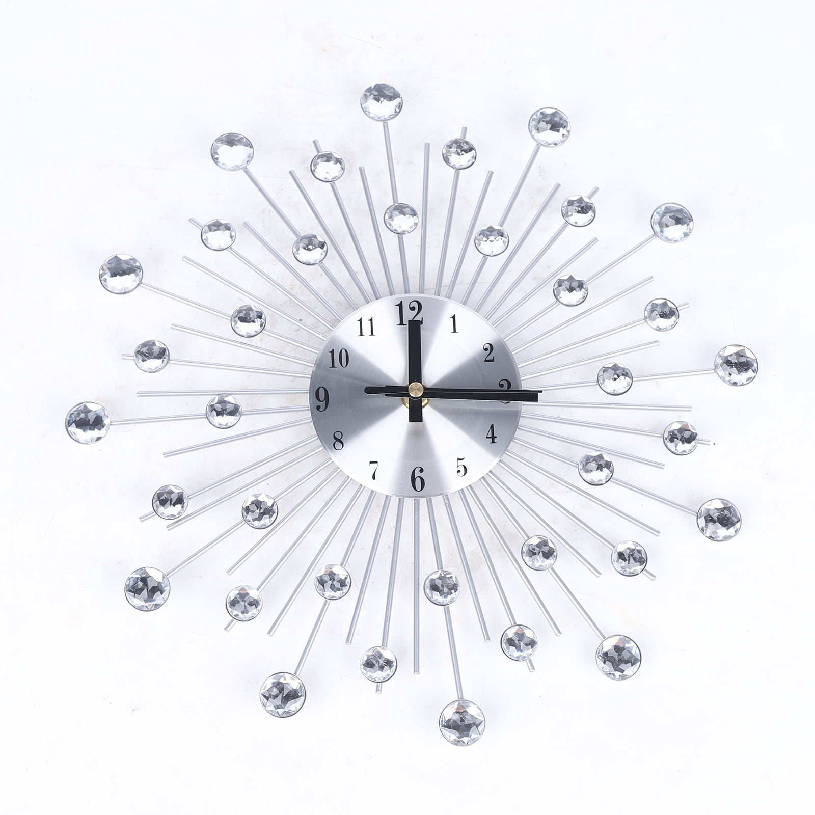 Miumaeov 13" Metal Wall Clock With Decorative Glass Crystal For Living Room Decor