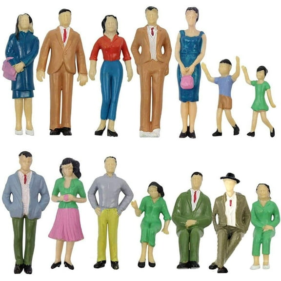 Miumaeov 14pcs 1:25 Scale Painted Seated Stand Poses Model Train Passenger People Figures