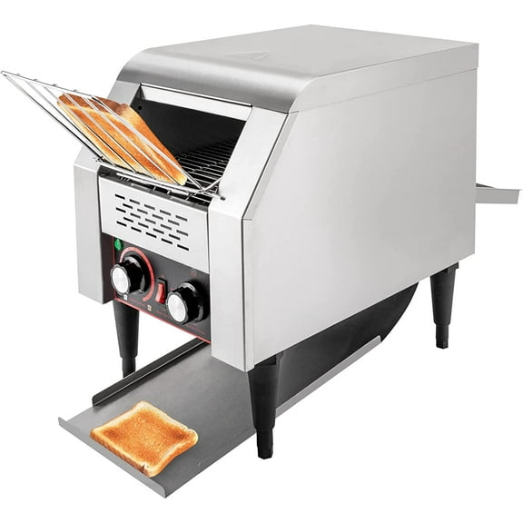 Miumaeov 150 Slices / Hour Commercial Conveyor Toaster,Heavy Duty Electric Industrial Toasters, 1300W Stainless Steel Countertop Restaurant Equipment for Bun Bagel Bread Baked Food