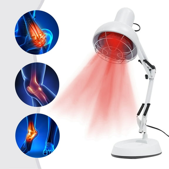 Miumaeov 150W IR Infrared Red Heat Light Floor Stand AdjustableTherapy Lamp w/ Bulb For Pain Relief