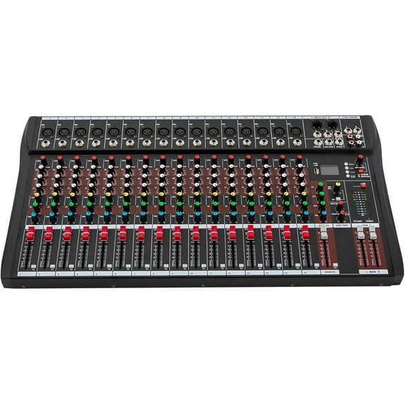 Miumaeov 16 Channel DJ Audio Mixer with Bluetooth USB, Studio Audio Sound Mixer Console, Professional Power Mixer Ultra Low Noise, Digital Effect Processor