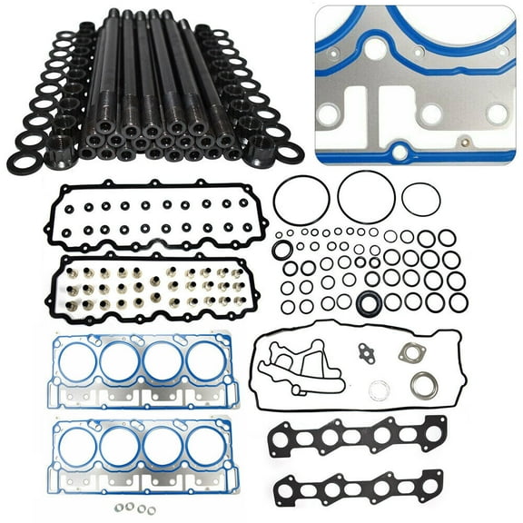 Miumaeov 18mm Cylinder Head Stud Kit Engine Rebuild Gasket Set For 2003-2007 Ford F-250/F-350 6.0L Powerstroke