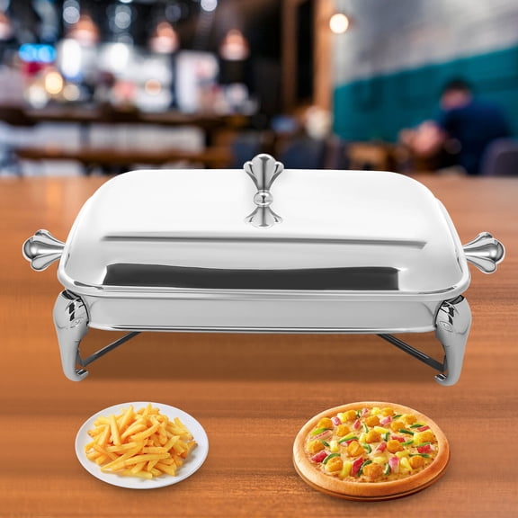 Miumaeov 2.6QT Chafing Dish Buffet Set Stainless Steel Buffet Servers and Warmers Chafing Dishes Oven Food Warmer Rectangle Chafer Food Warmer with Lid & Holder for Parties Caterings Silver
