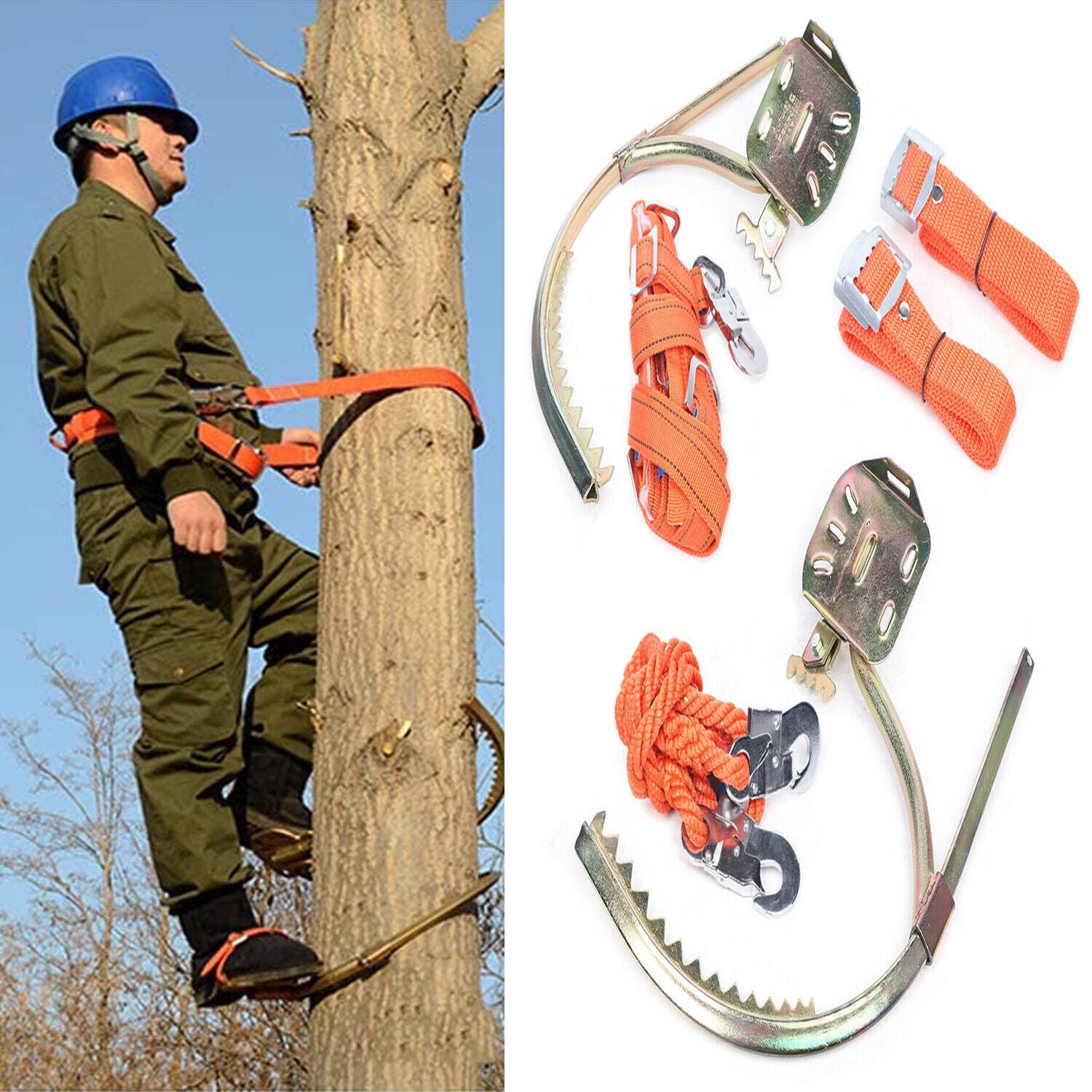 Miumaeov 2-Gear Tree Climbing Spike Set, Adjustable Safety Belt