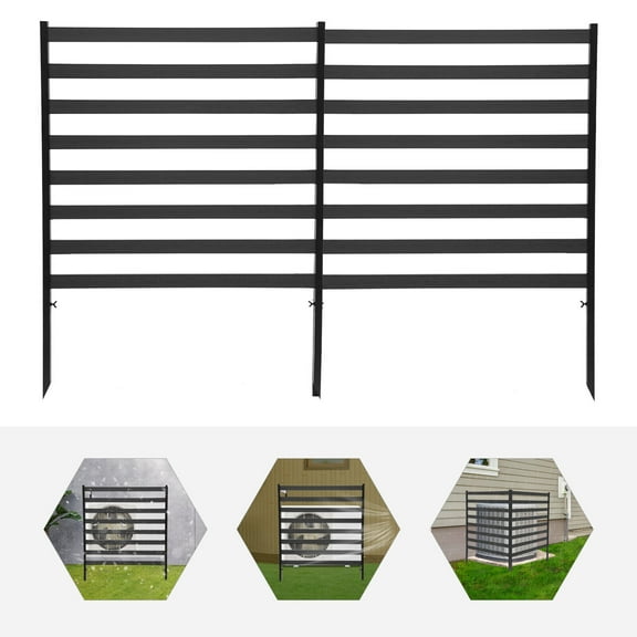 Miumaeov 2-Panel Air Conditioner Fence Outdoor Air Conditioning Unit Privacy Screen Black