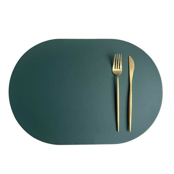 Miumaeov 2 Pcs Oval Placemats for Table PVC Table Mats 17.1x11.8 Inch Washable Green and White