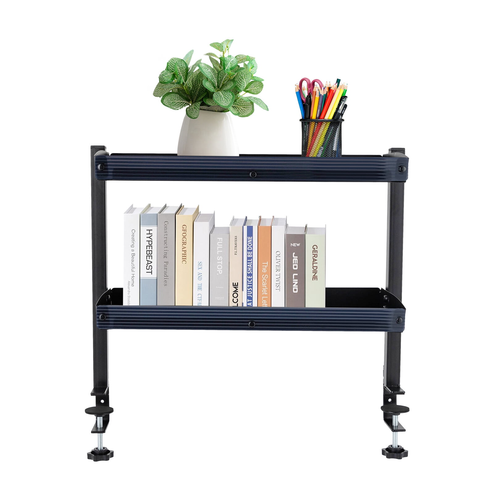 Miumaeov 2 Tier Clamp-on Desk Shelf Countertop Organizer Storage Display Rack For Home Office