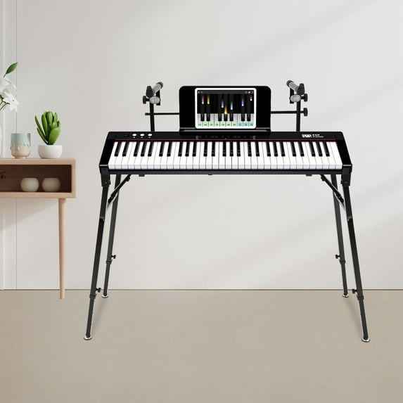 Miumaeov 2-Tier DJ Workstation Stand Portable Foldable Double DJ Table Stand Digital Piano Rack Mount Platform Length and Height Adjustable