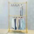 thumbnail image 1 of Miumaeov 2 Tier Garment Rack Heavy Duty Metal Free-Standing Clothing Rack Closet Organizer Gold, 1 of 13