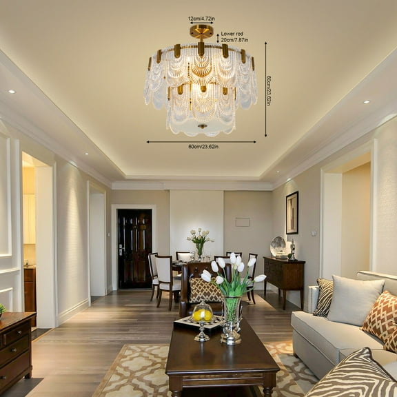 Miumaeov 2-Tier Modern Chandelier Cloud Glass Hanging Ceiling Light Pendant Lamp Fixture For Living Room Foyer Hallway