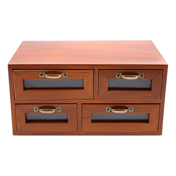 Miumaeov 2 Tier Retro Wood Storage Box DesktopOrganizer Rectangle Office Box with 4 Drawers