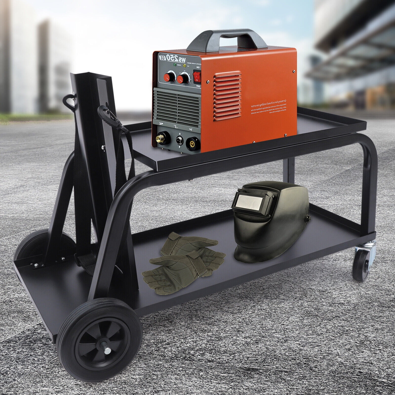 Miumaeov 2 Tier Rolling Welding Cart MIG TIG ARC Welder Plasma Cutter Durable Cart 110 Lbs Weight Capacity Heavy Duty Welding Welder Cart for TIG MIG Universal Storage Tanks