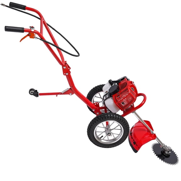 Miumaeov 2-in-1 Lawn Mower Loosener 49CC 2-stroke Hand-Push Weeder Lawn Edger Grass Wacker Trimmer Cutter Garden Tool