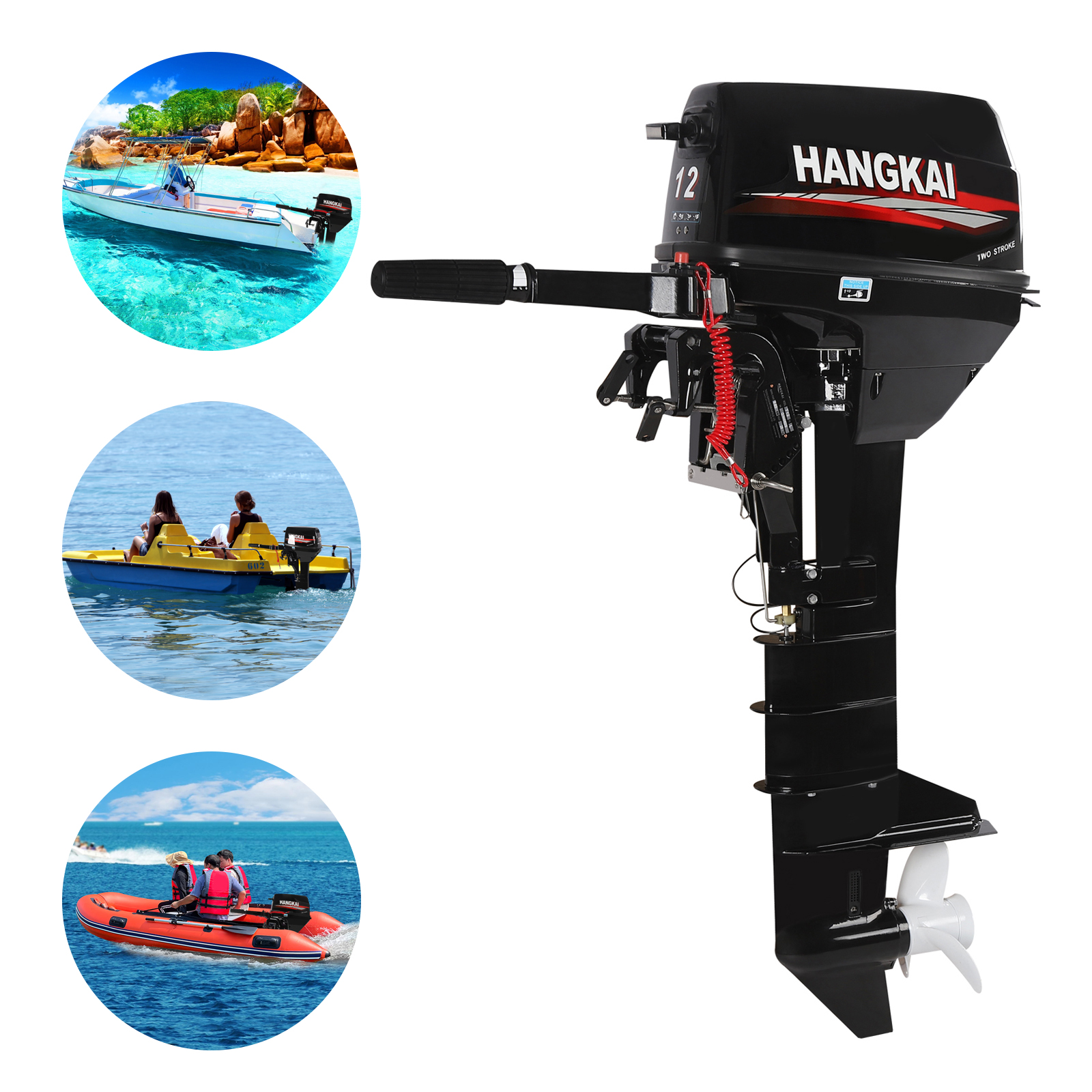 5 Hp Outboard Motor 12 HP 2-Stroke Outboard Motor - 169CC Short Shaft ...