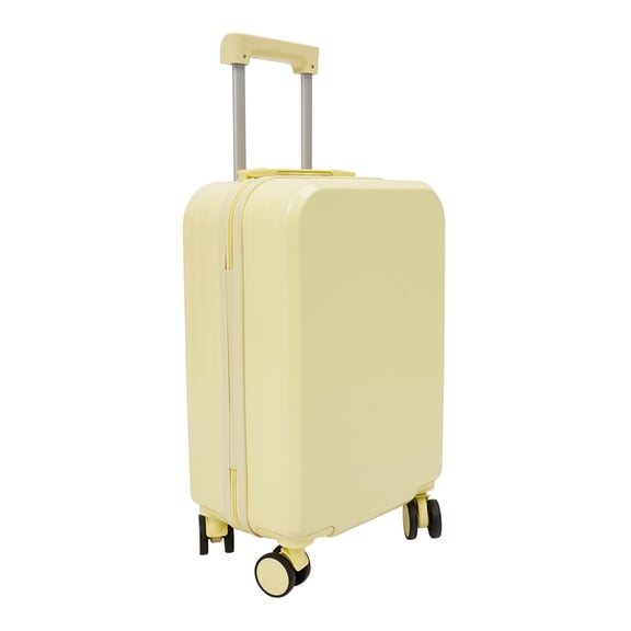 Miumaeov 20 Inch Luggage Carry on Suitcase Mixi Spinner Wheels Hardshell Lightweight Rolling Suitcases Yellow with Cup Phone Holder